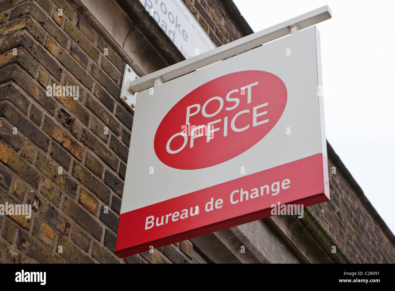 The sign outside the Post office. Stock Photo