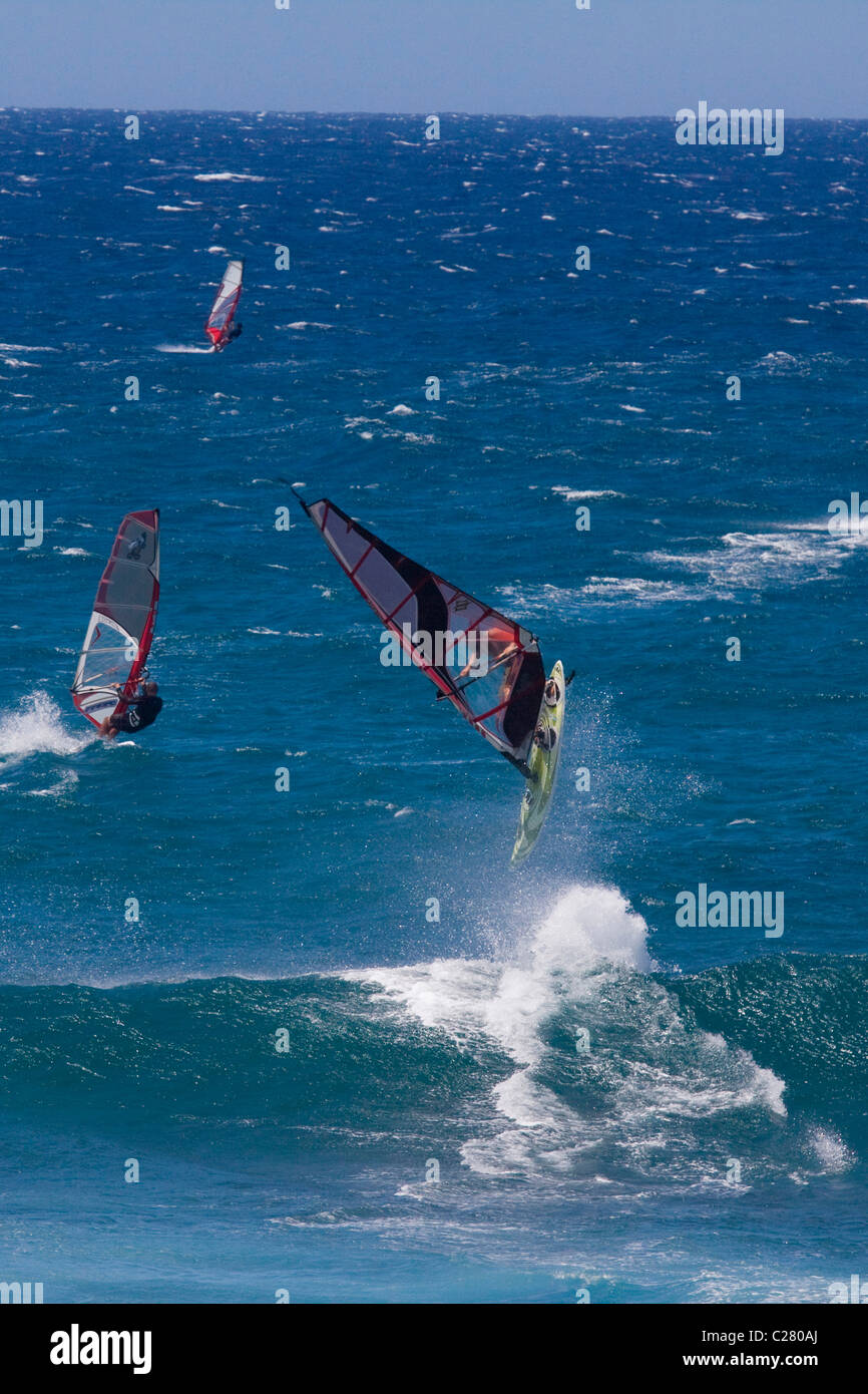 Steep Dive. Extreme Windsurfing on Mauis famous Hookipa Beach, located