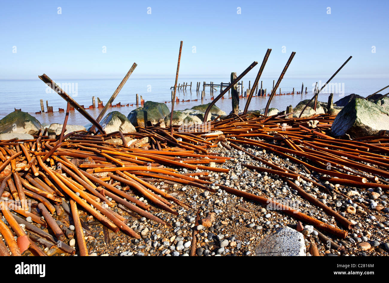 The failed "sea defences" at Happisburgh, Norfolk, UK Stock Photo - Alamy