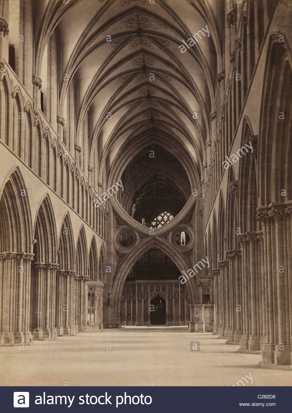 The Inverted Arches Of The Wells Cathedral Stock Photo