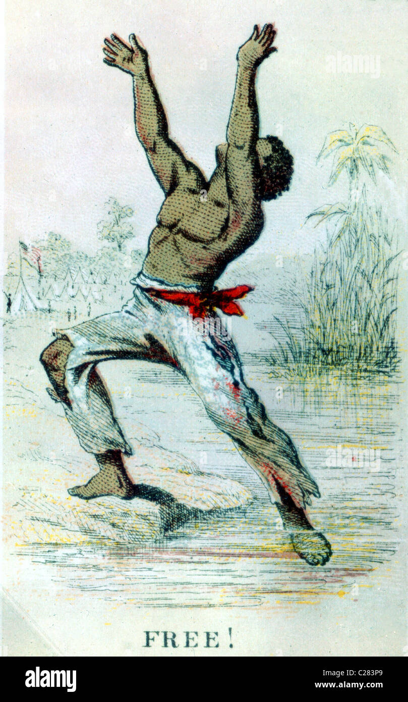 Free! African American slave reaching freedom. Stock Photo