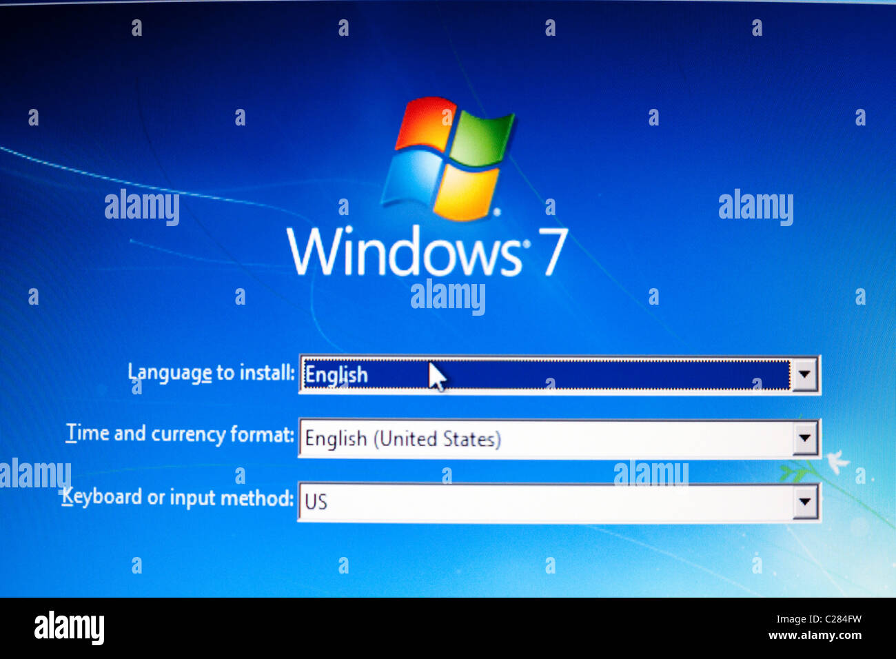 Windows 7 Install screen on a PC monitor screen England UK Stock Photo -  Alamy