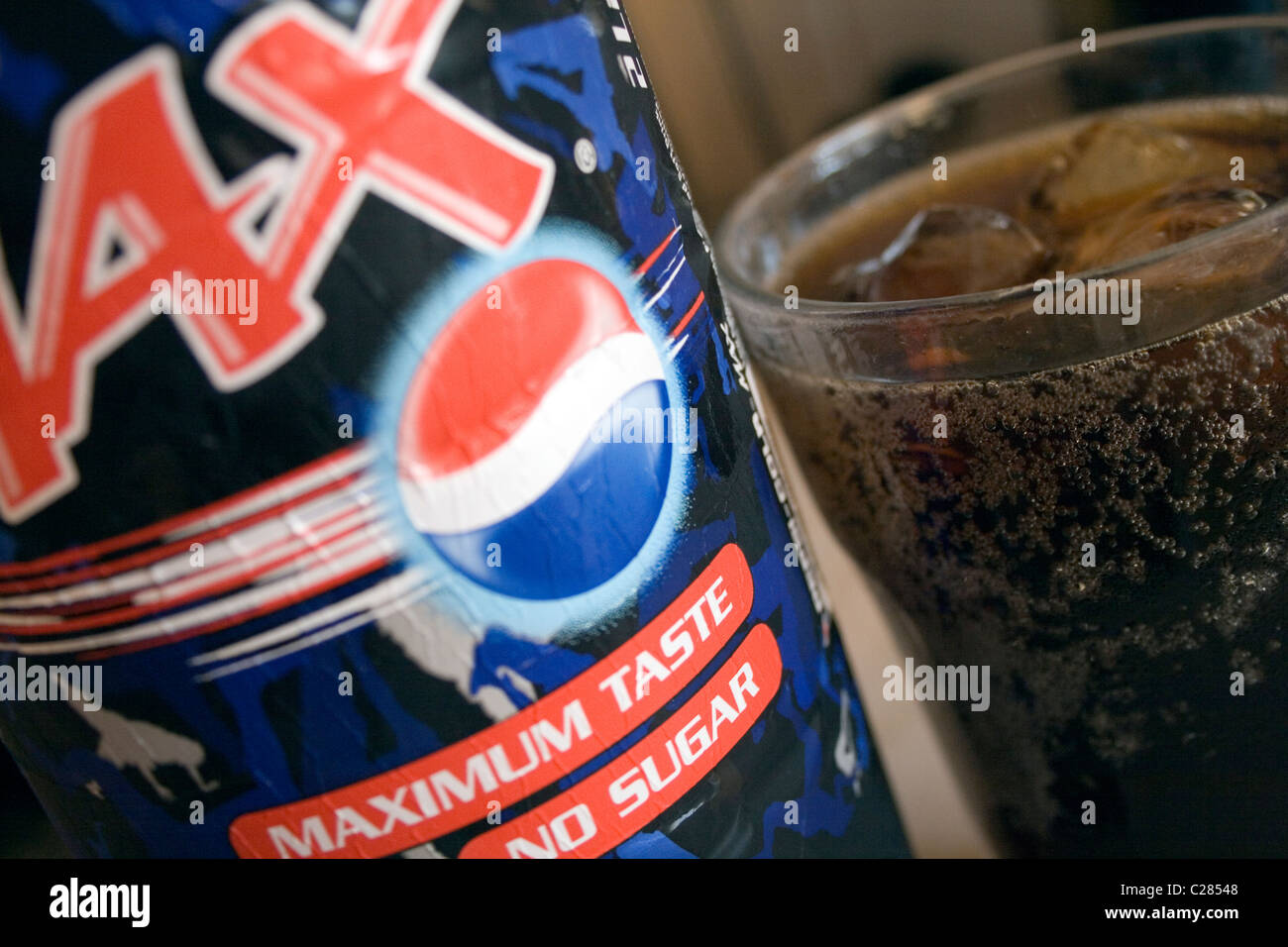 Glass of Pepsi Max with Ice Stock Photo - Alamy