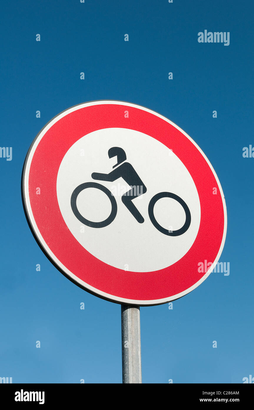 traffic prohibition sign for motorcycles Stock Photo