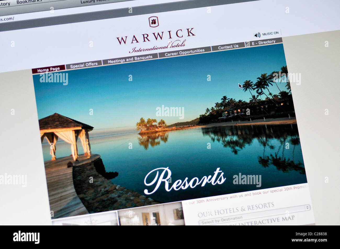 Warwick hotels and resorts website Stock Photo
