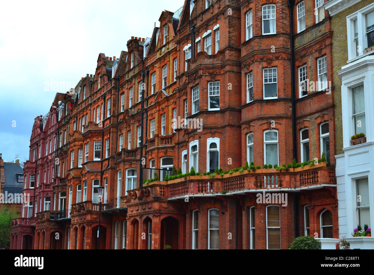 Red Brick traditional facades in South Kensington Stock Photo