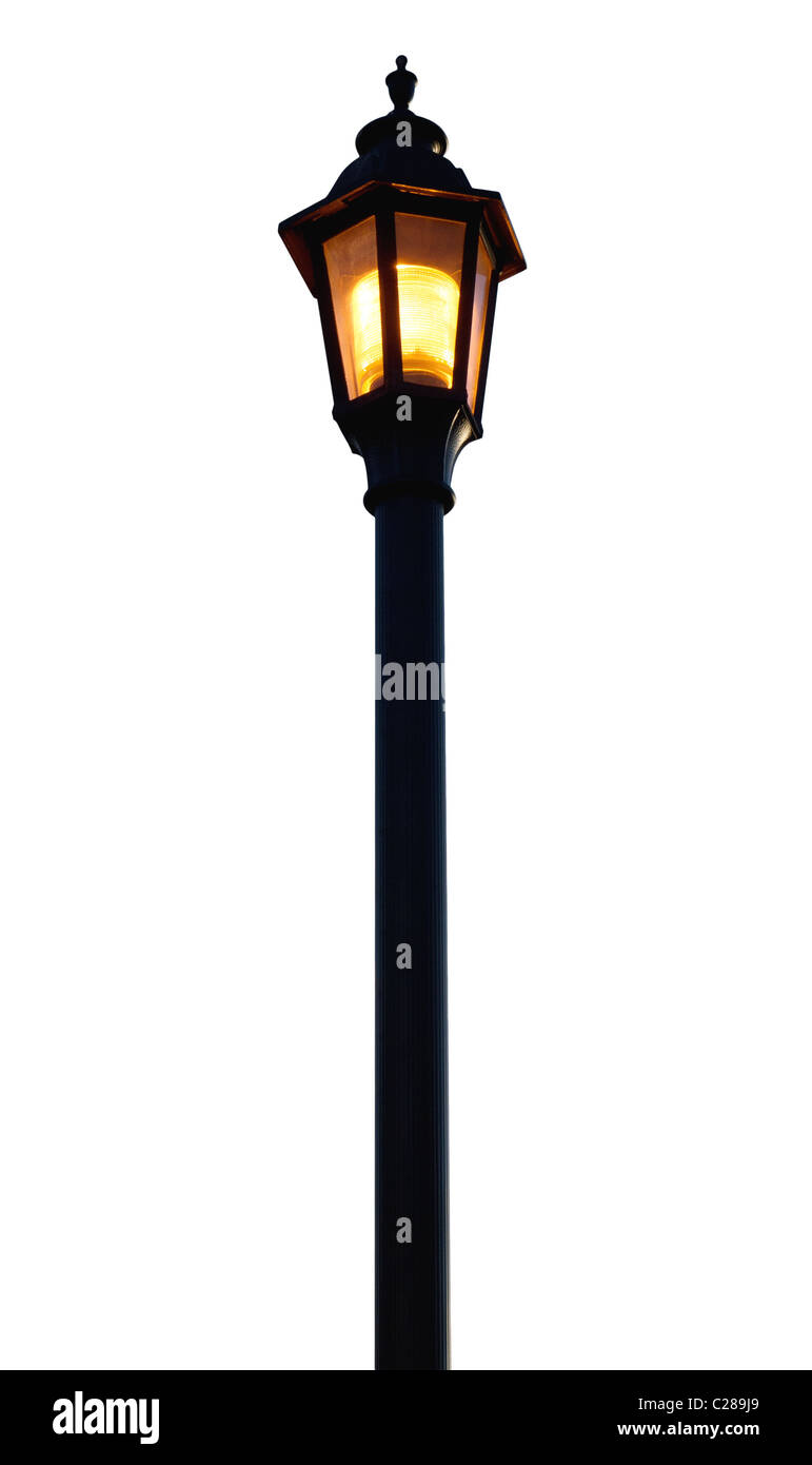 Light Post on white background with clipping path. Stock Photo