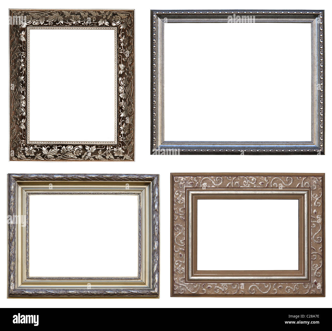 Collection picture frames with decorative pattern and beautiful carving Stock Photo