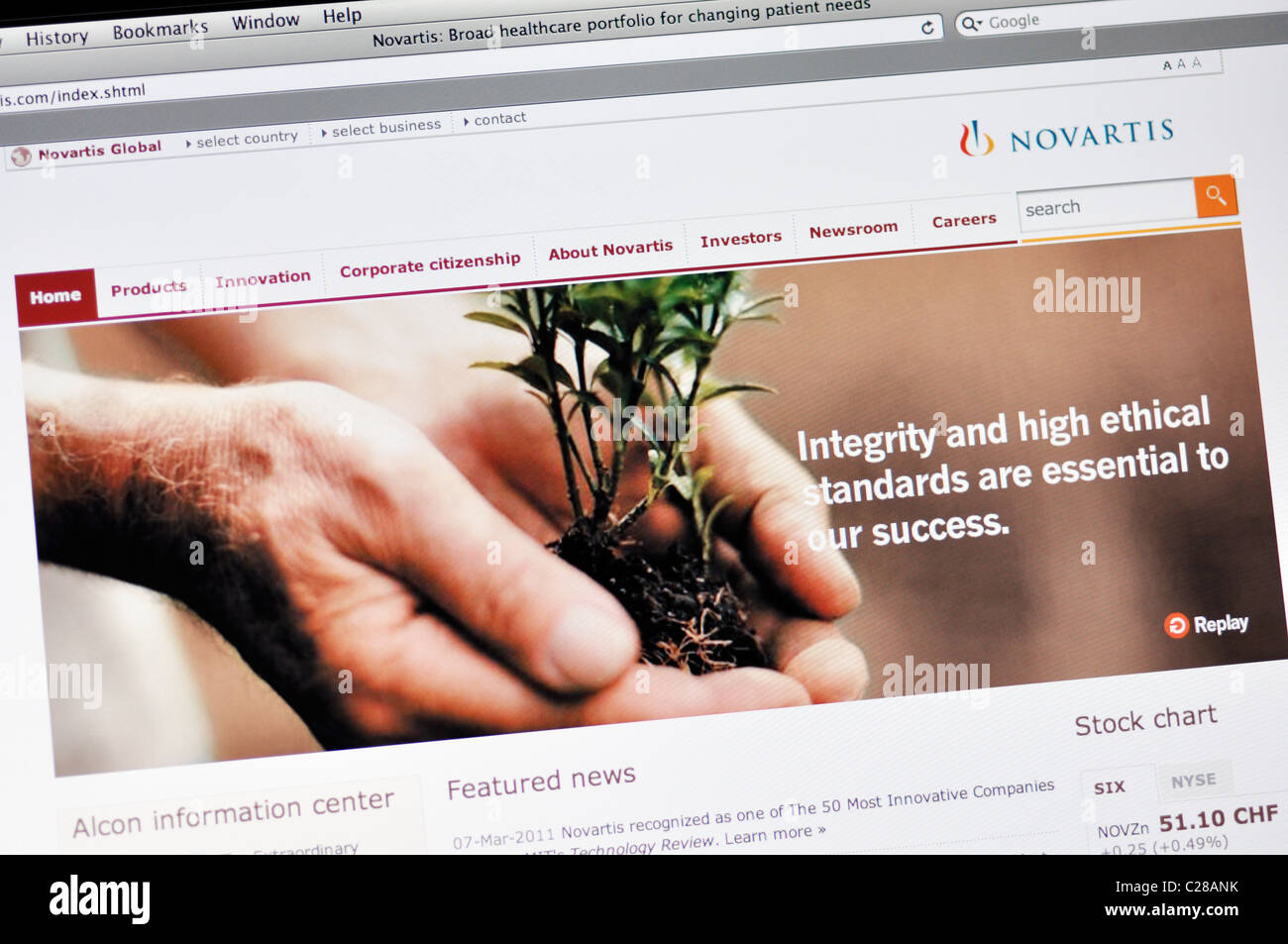 Novartis pharmaceutical company website Stock Photo