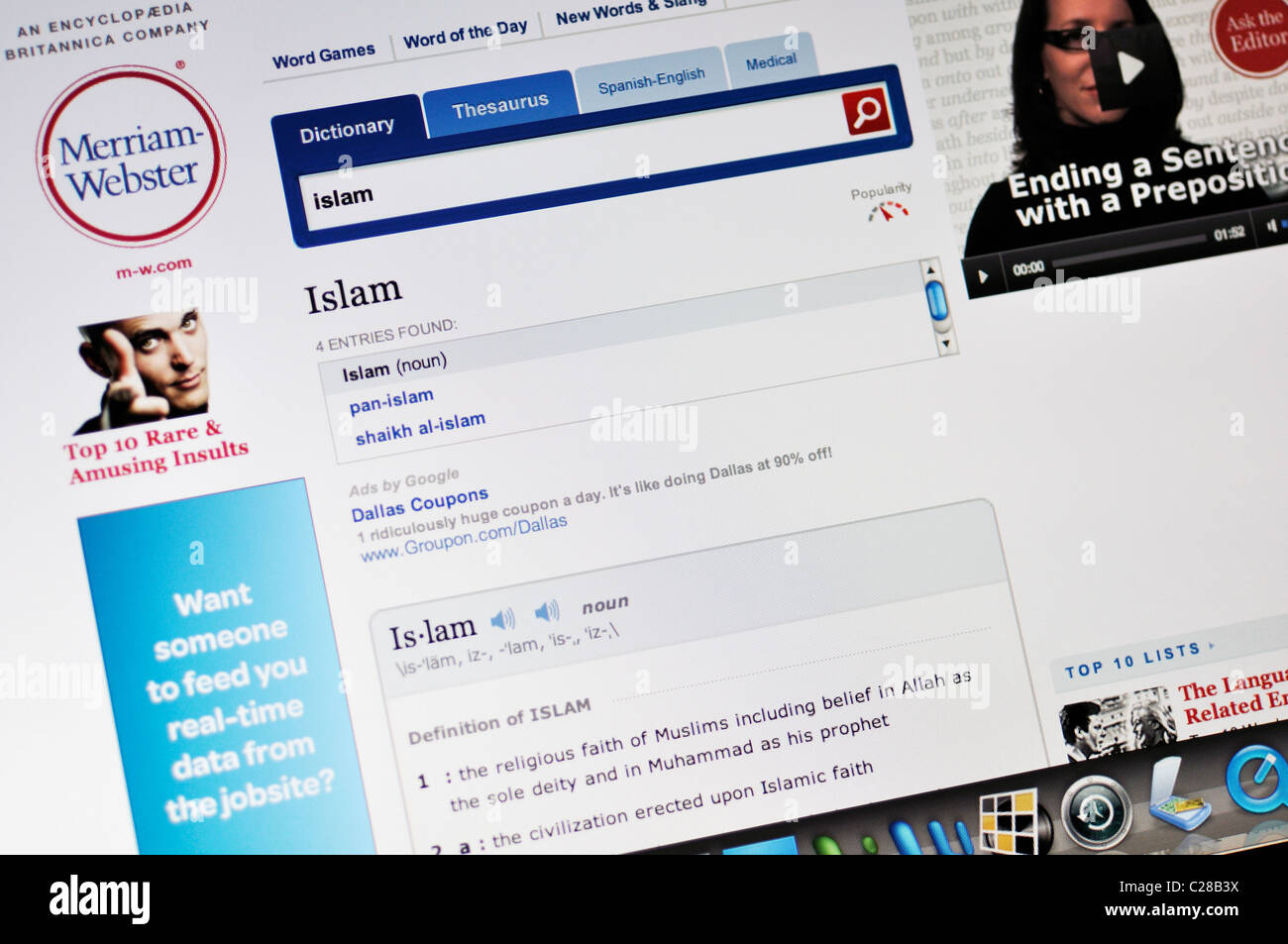 Merriam Webster dictionary website Stock Photo - Alamy