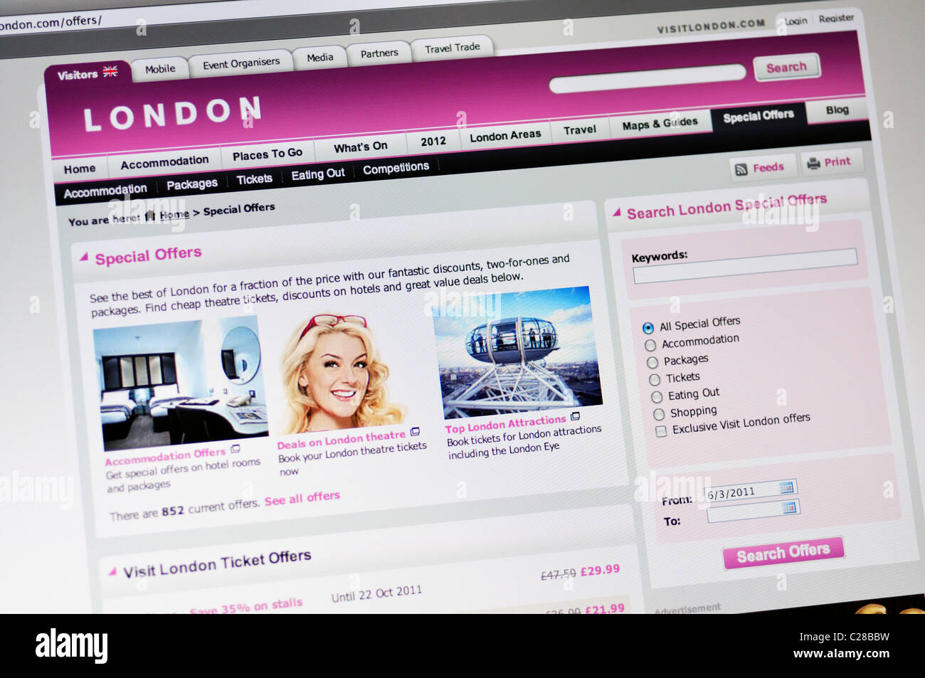 London travel info website Stock Photo