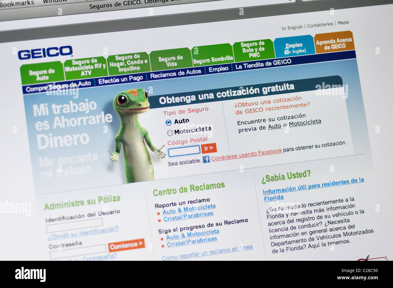 Geico car insurance website - in Spanish Stock Photo ...