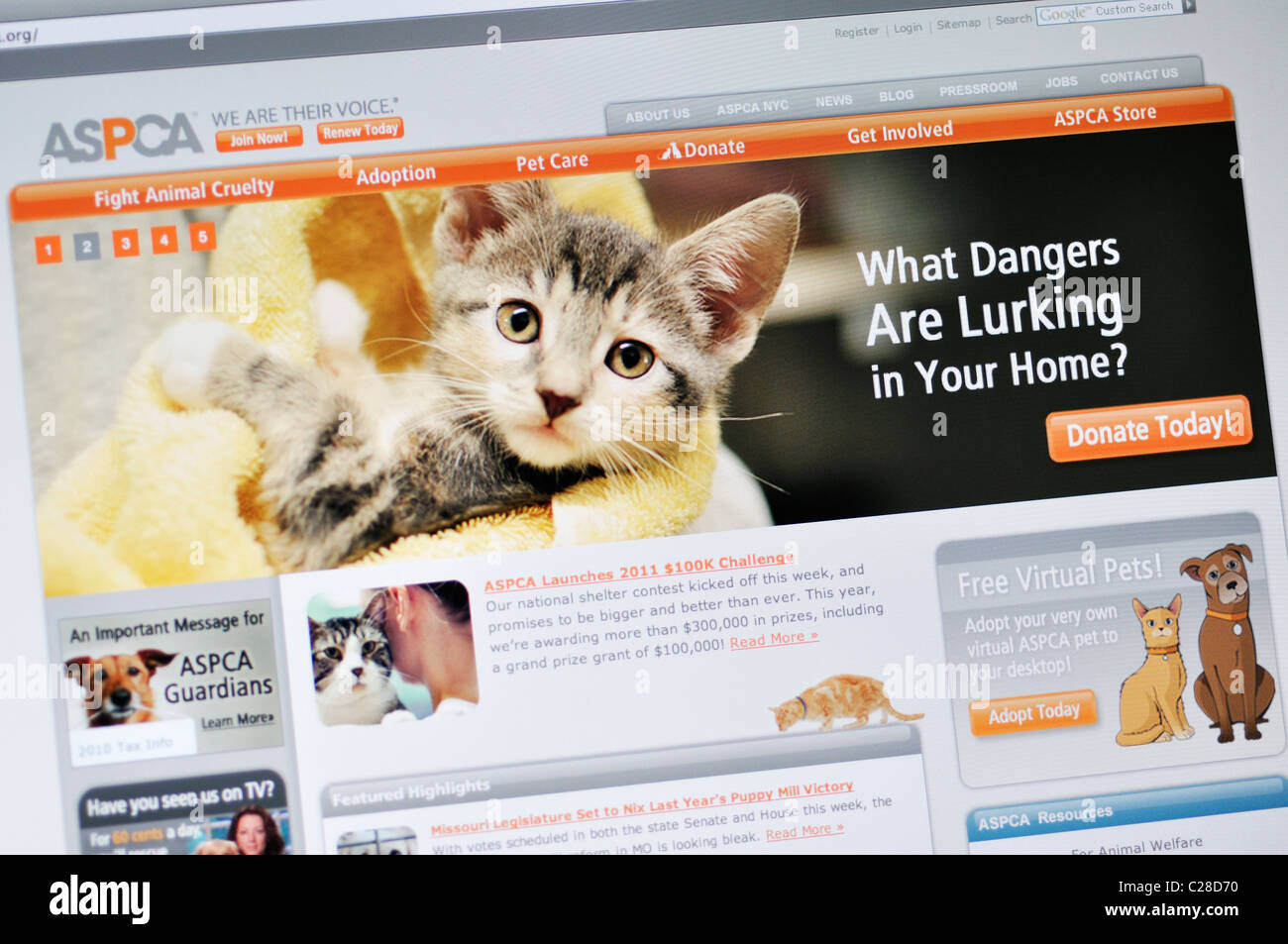 ASPCA website - American Society for the Prevention of Cruelty to Animals  Stock Photo - Alamy