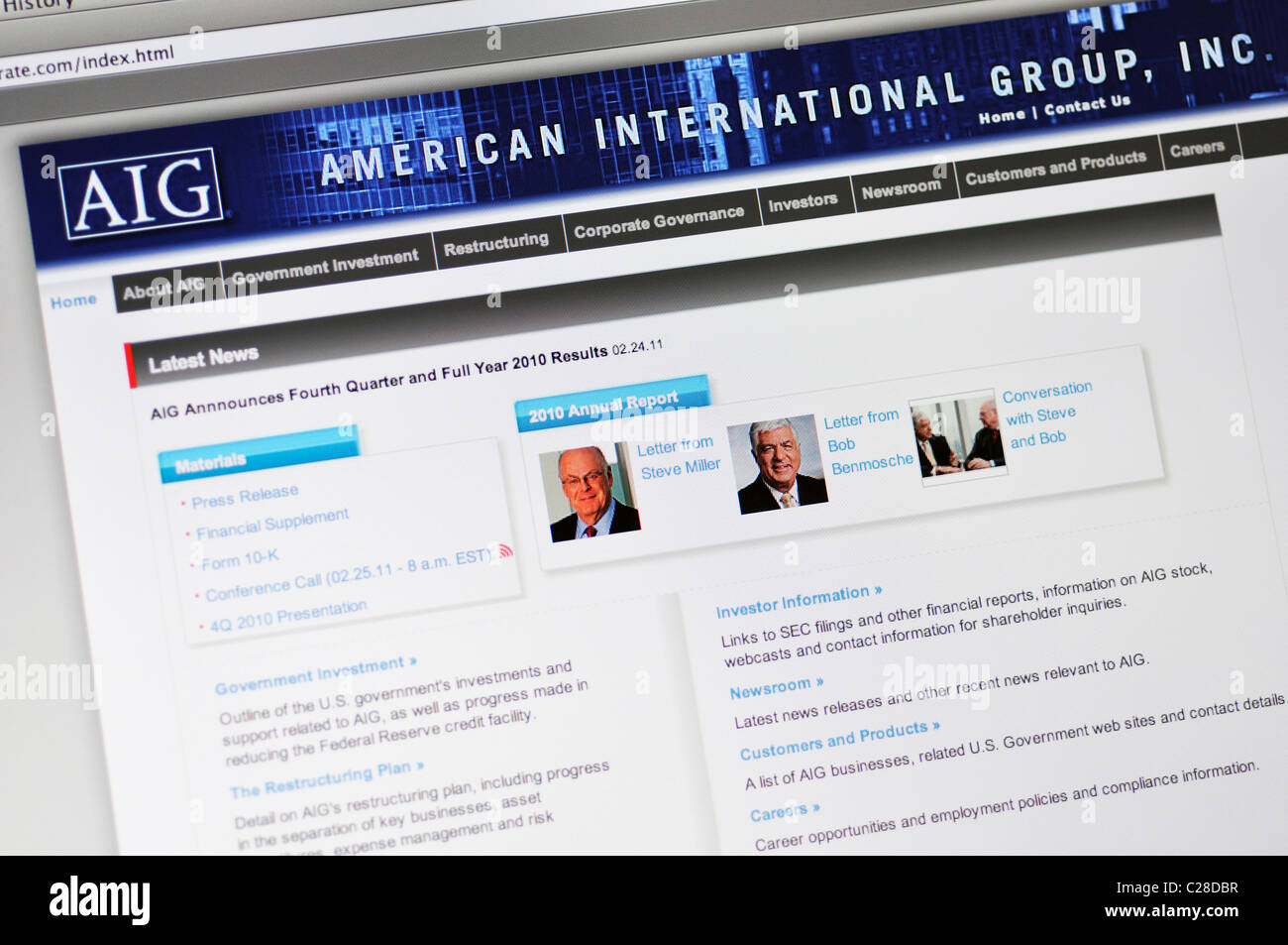 Aig Website American International Group Insurance Stock Photo Alamy