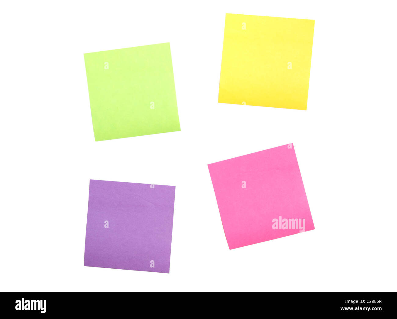 four-multi-colored-post-it-notes-scattered-far-apart-stock-photo-alamy