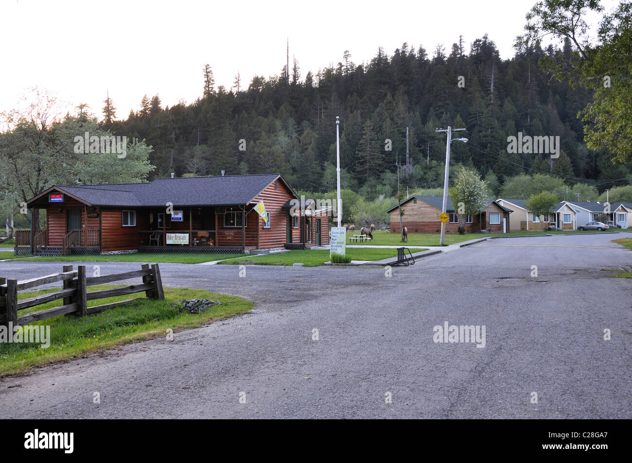 Redwoods National Park California Usa Elk Meadow Cabins Stock