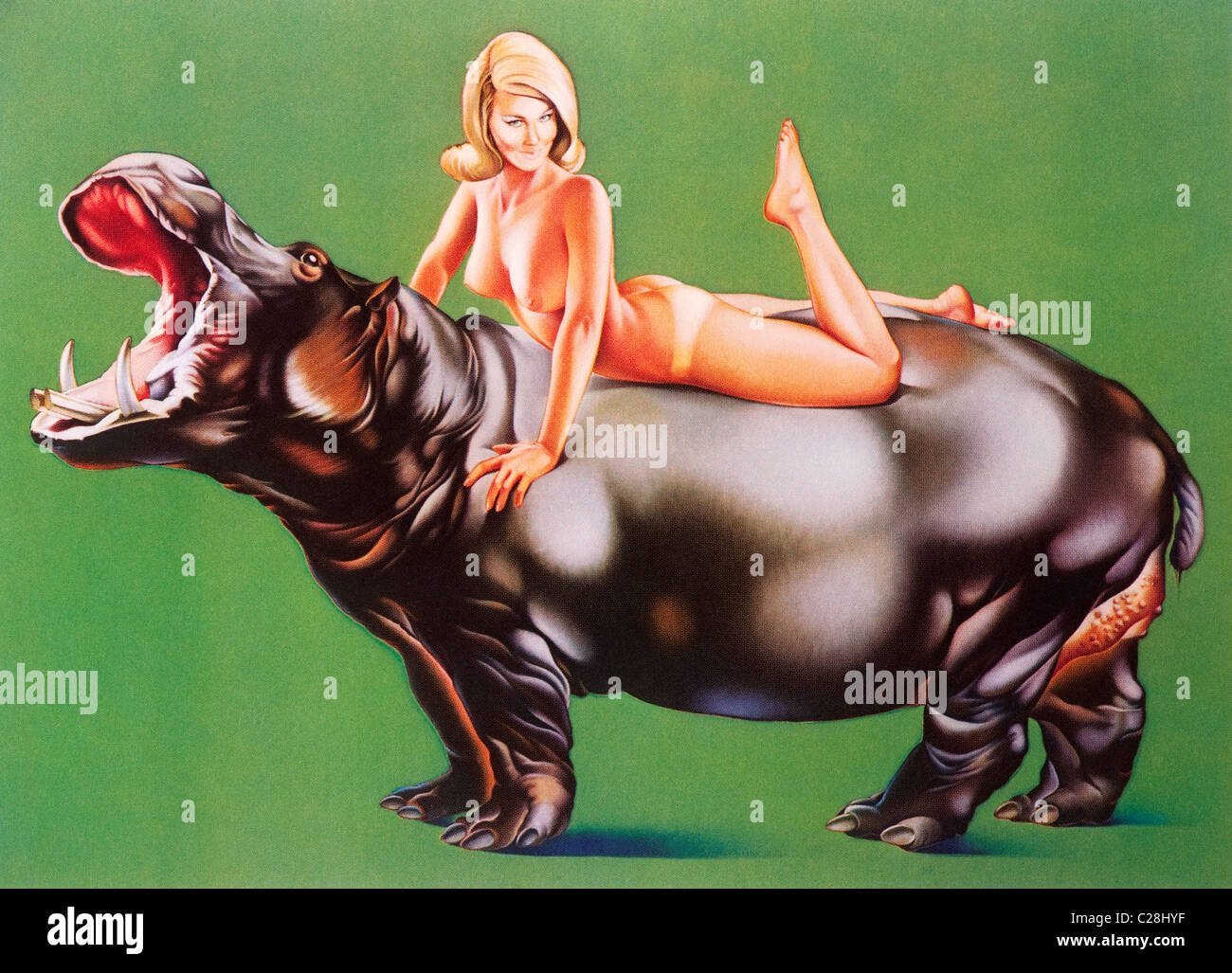 Hippopotamus artwork by artist Mel Ramos 1967 Stock Photo