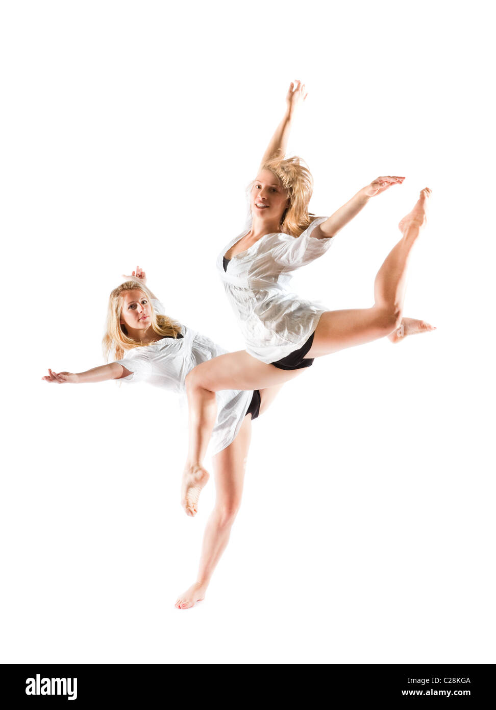 female teenage dancers jumping Stock Photo
