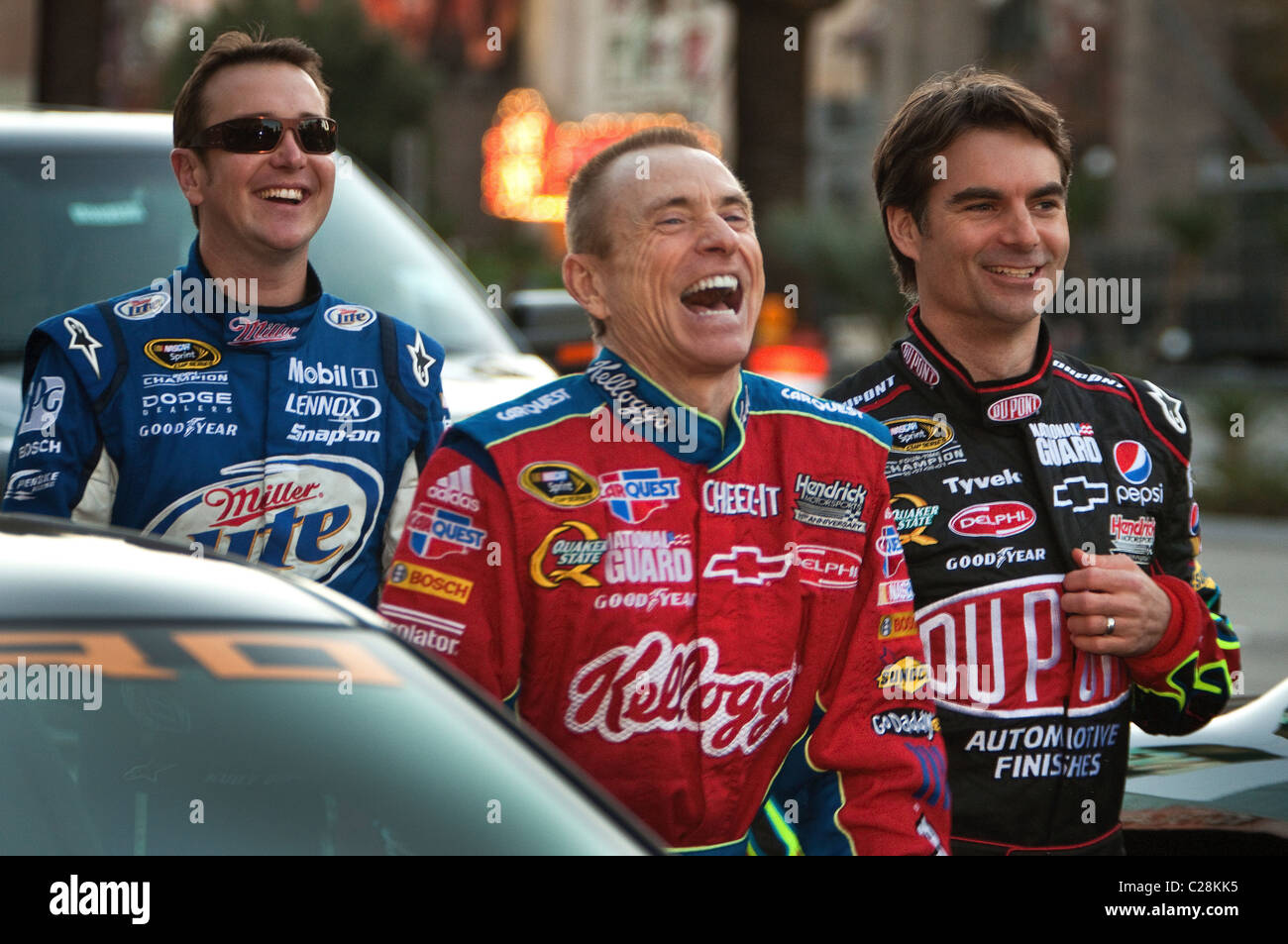 Kurt Busch, Mark Martin and Jeff Gordon NASCAR Champion's Week Victory Lap Parade Las Vegas, Nevada - 03.12.09 Mandatory Stock Photo