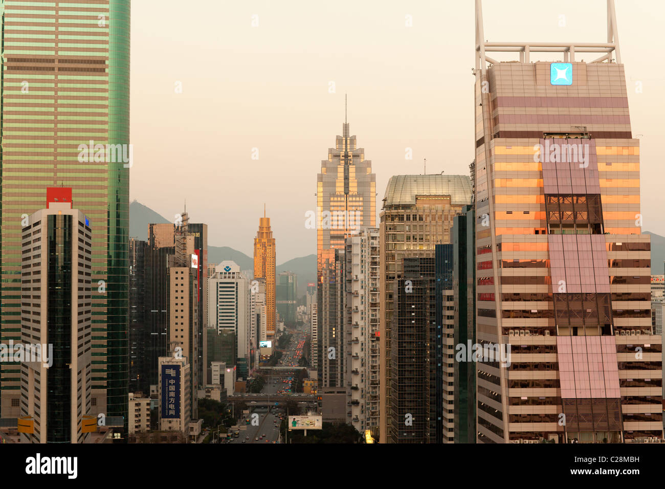 Skyscrapers in Shenzhen city in South China Stock Photo