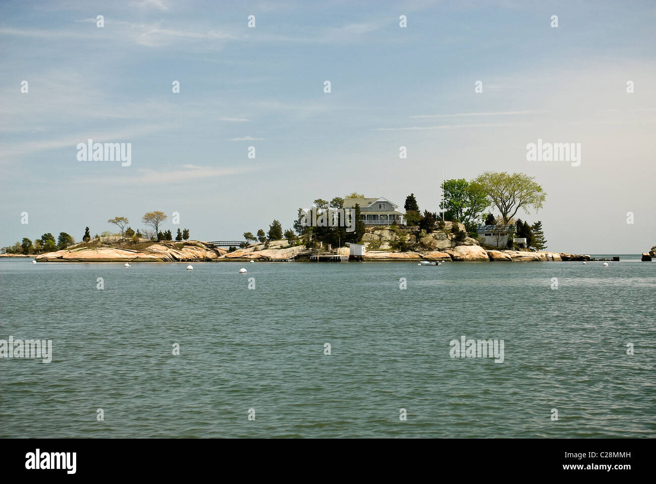 Single house on one of the many 'Thimble Islands', Connecticut, USA