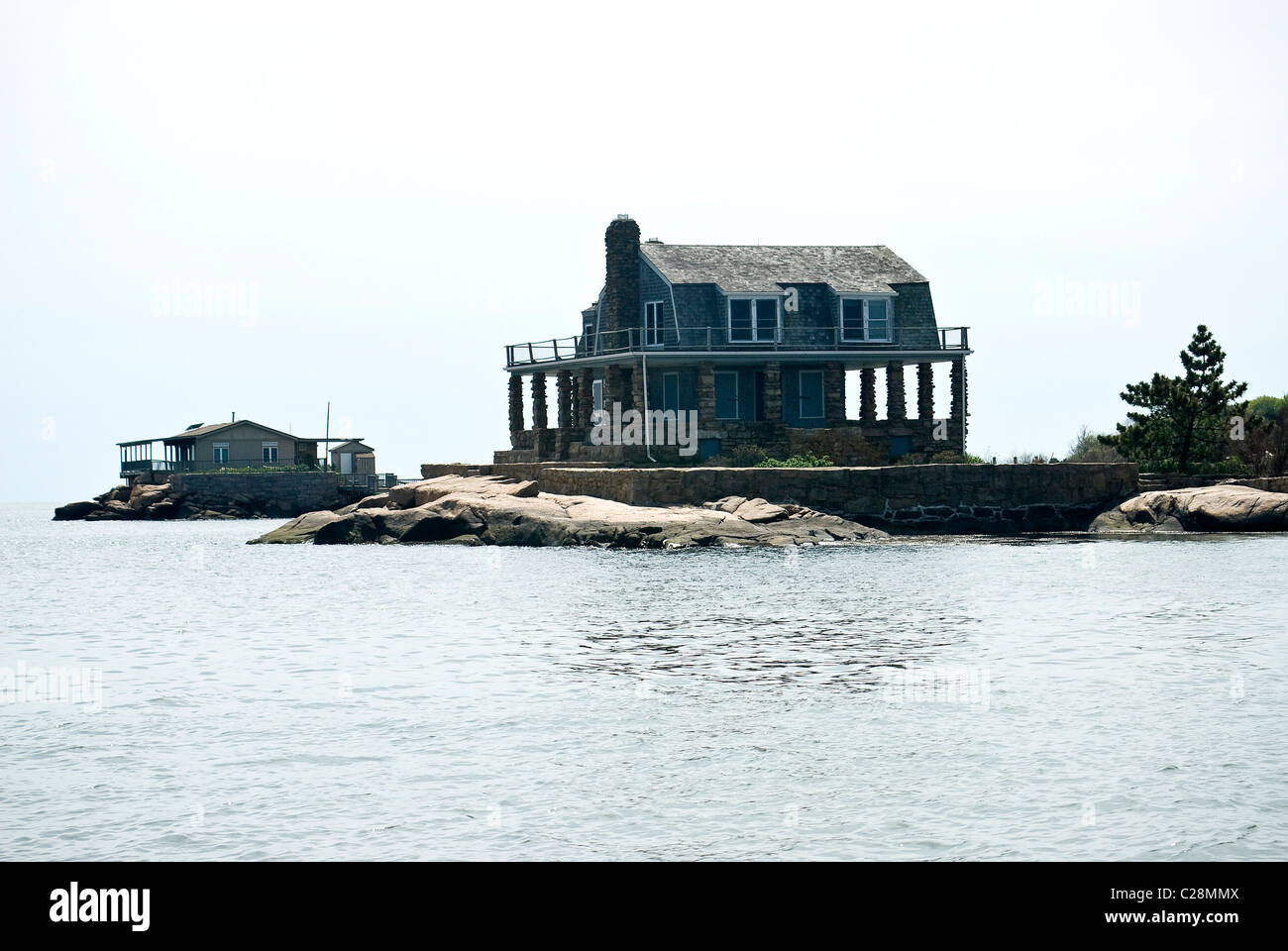 Single house on one of the many 'Thimble Islands', Connecticut, USA