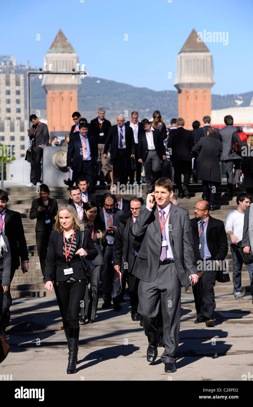 Delegates at the Mobile World Congress in Barcelona, Spain Stock Photo