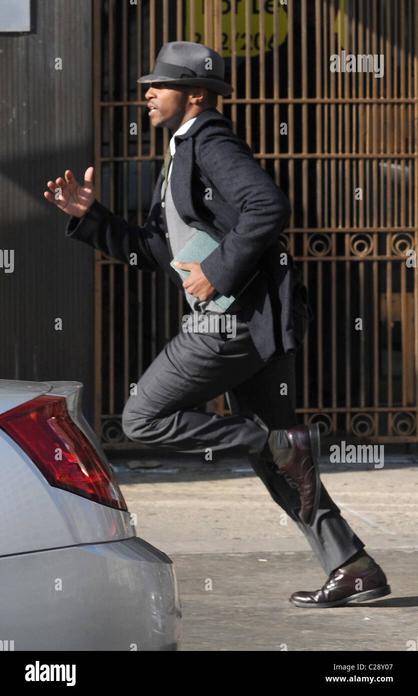Anthony Mackie On The Movie Set For The Adjustment Bureau Filming Stock Photo Alamy