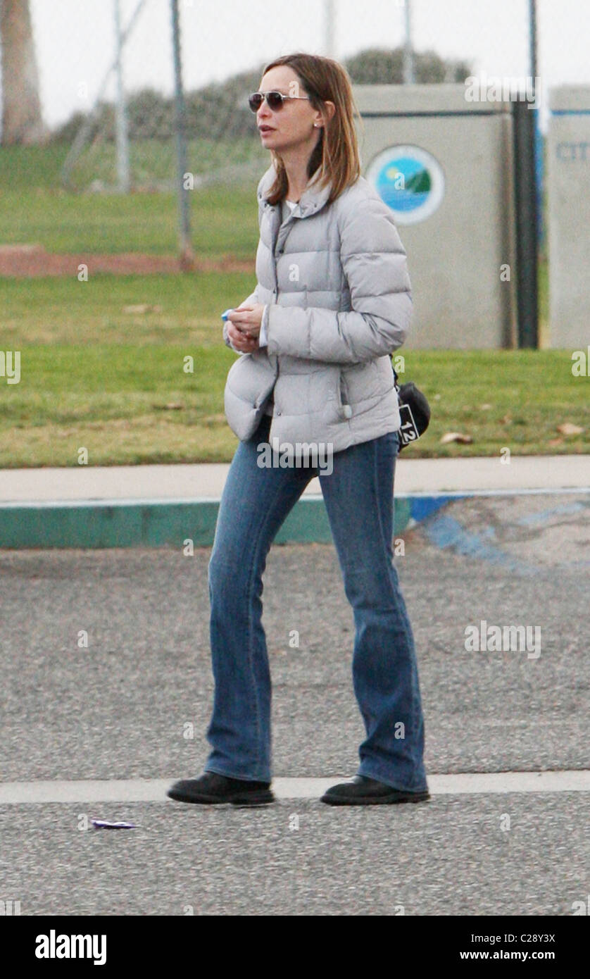 Calista Flockhart attends a birthday party in Malibu Bluffs Park in