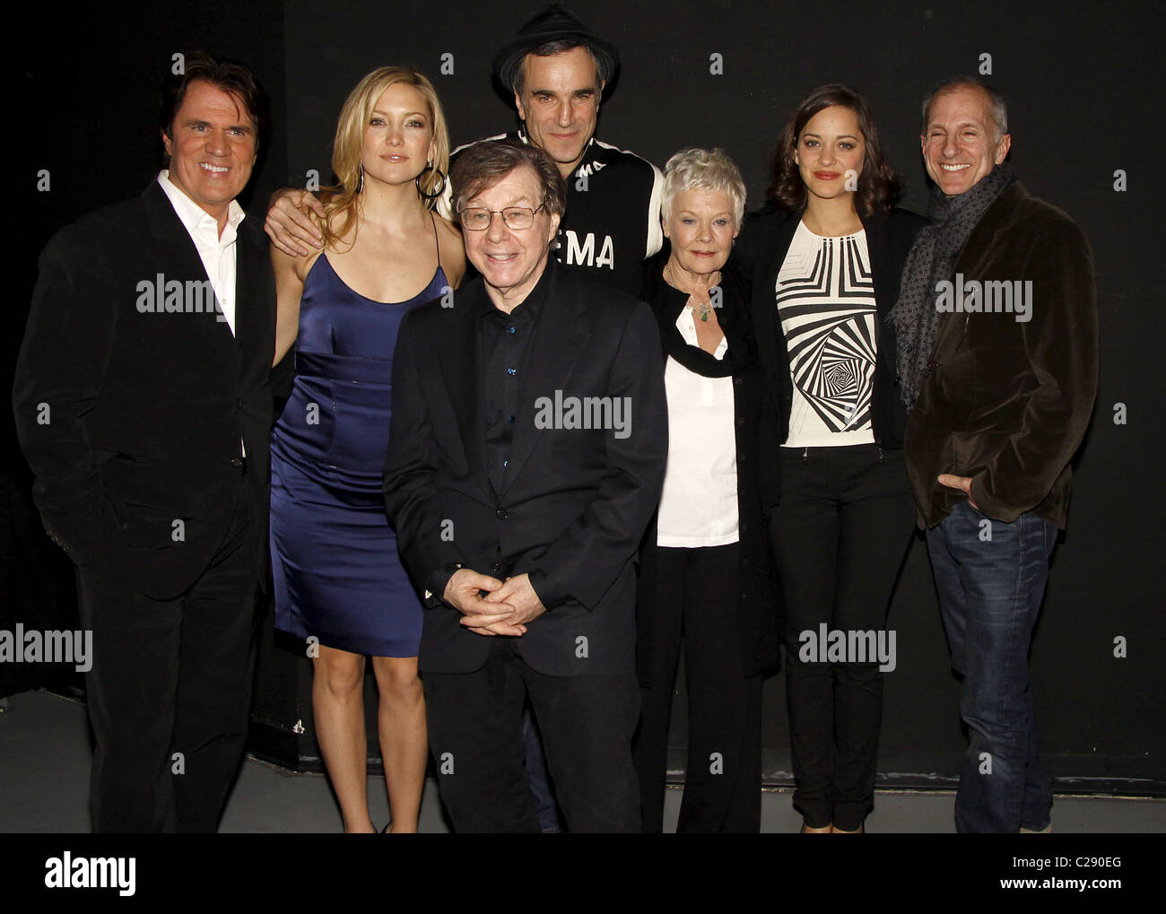 Rob Marshall, Kate Hudson, Maury Yeston, Judi Dench, Daniel Day-Lewis, Marion Cotillard, and John DeLuca Special Broadway Stock Photo