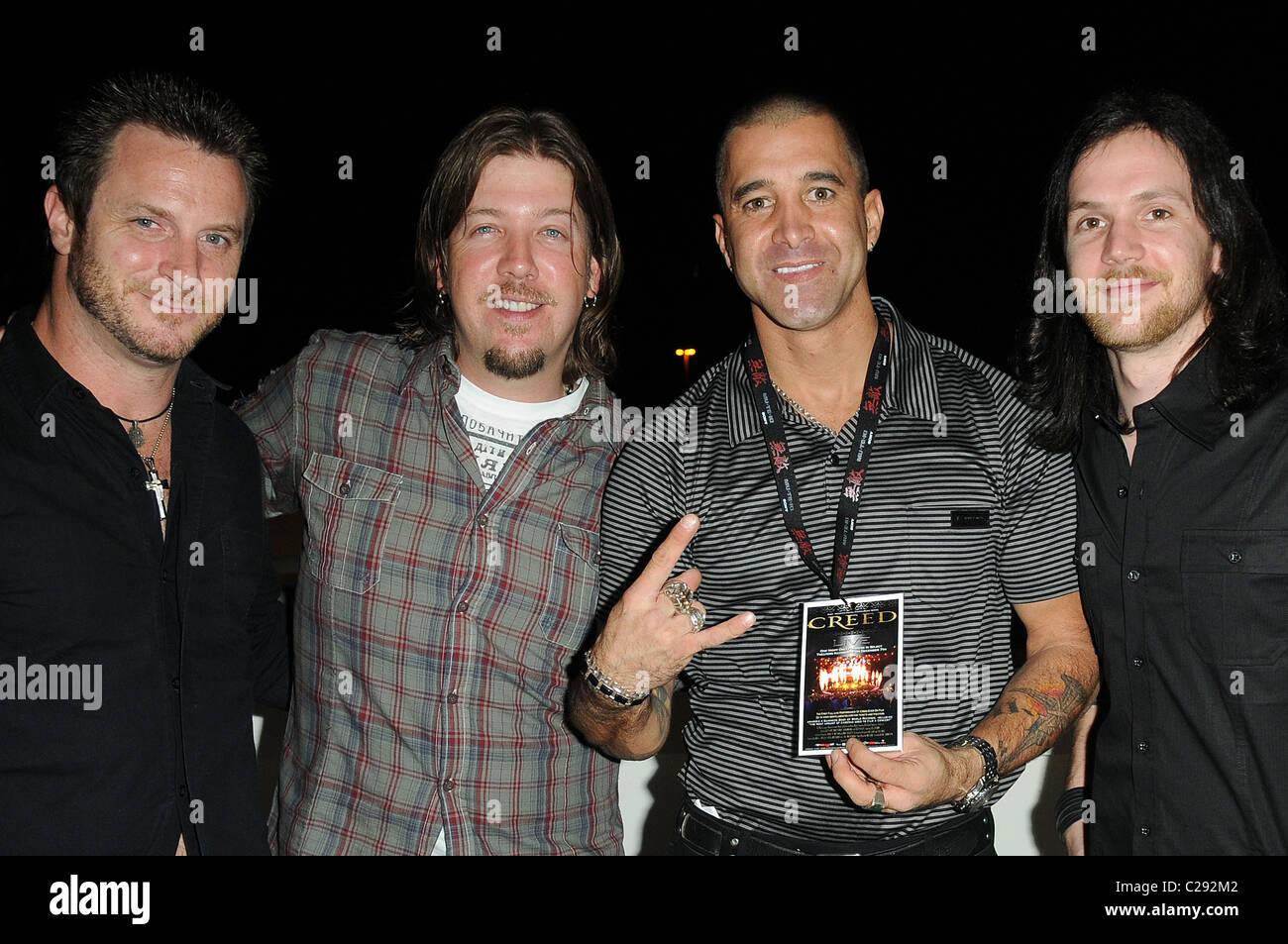 Brian Marshall, Scott Phillips, Scott Stapp and Eric Friedman of Creed The premiere of 'Creed Live' held at the Muvico Theatre Stock Photo