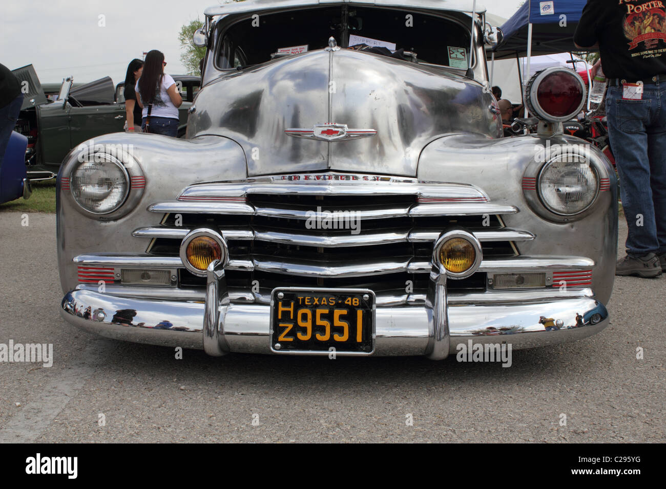 Silver Grill of Vintage Chevrolet at Lonestar Rod & Kustom Roundup 2011 Stock Photo