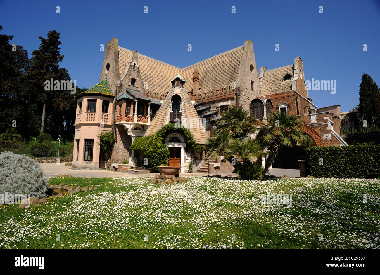 italy, rome, villa torlonia, casa delle civette, liberty style art nouveau building Stock Photo