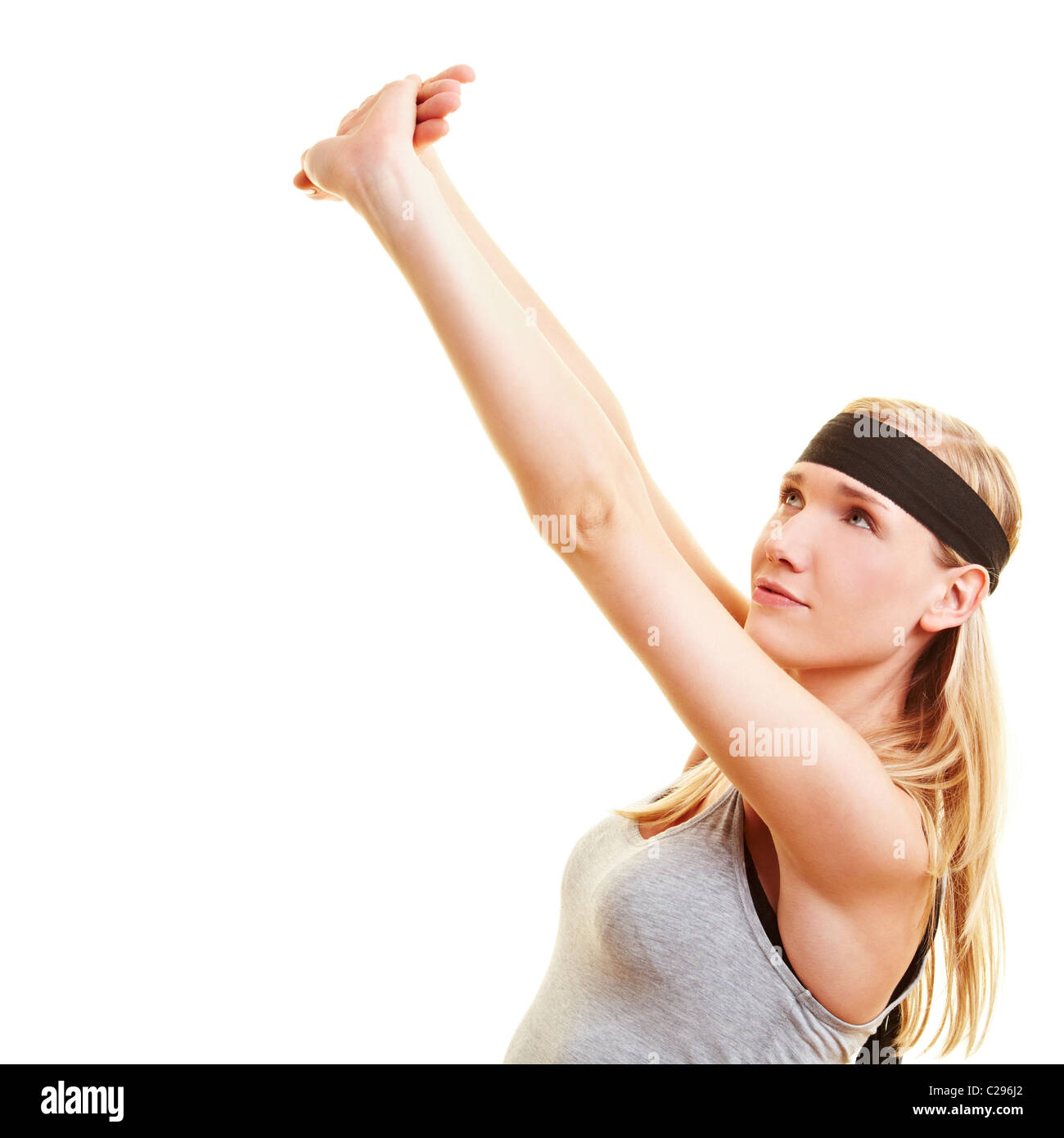 Woman stretching her arms Stock Photo