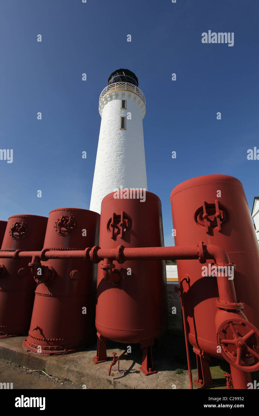 Mull of Galloway, Scotland. Red coloured fuel tanks with the Mull of