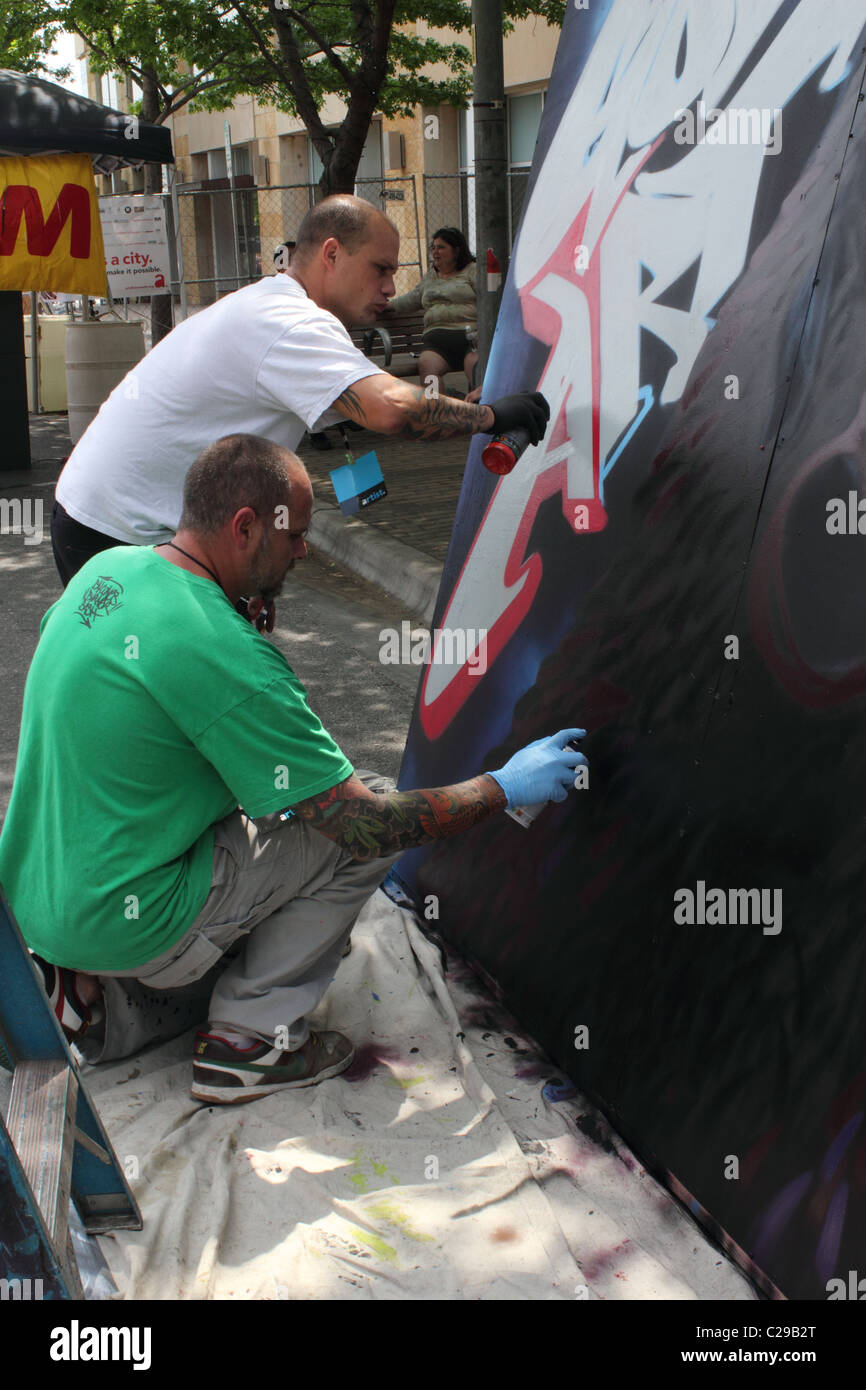 Graffiti artists at Art City Austin - 2011 Stock Photo