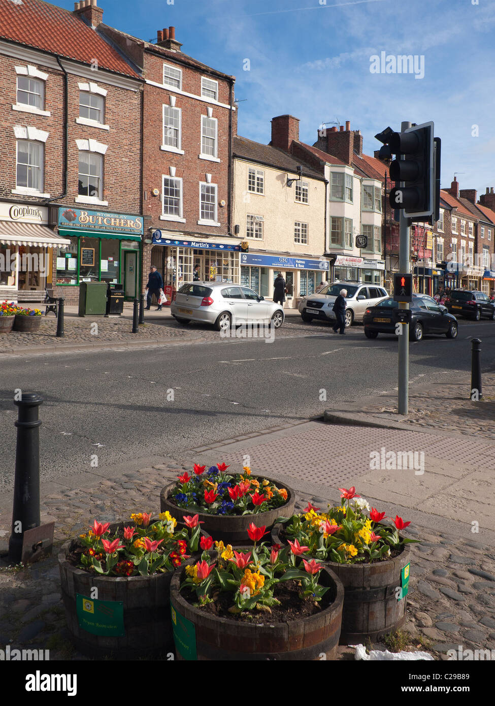 The High Street of the market town of Stokesley North Yorkshire on a