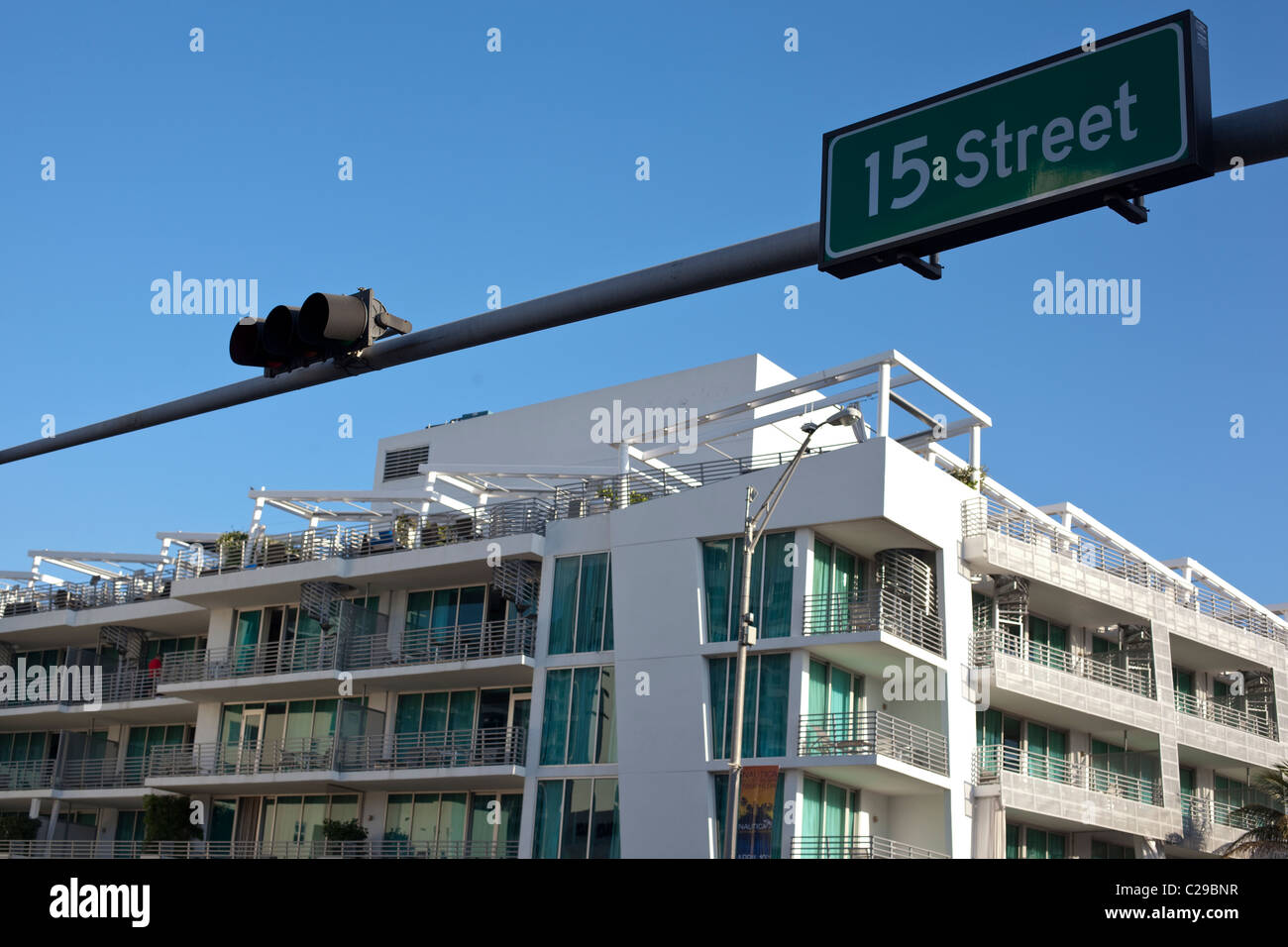 15 street road sign traffic light at Miami Beach, FL Stock Photo Alamy