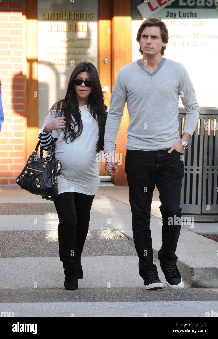 Kourtney Kardashian and her fiance, Scott Disick, seen walking after ...