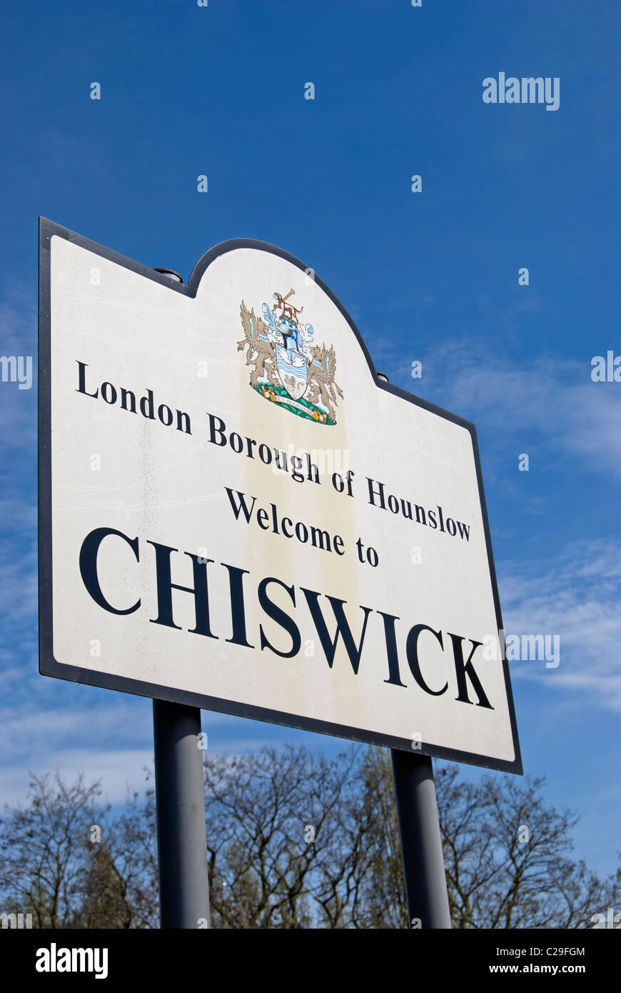 welcome to chiswick sign, placed by the london borough of hounslow in ...