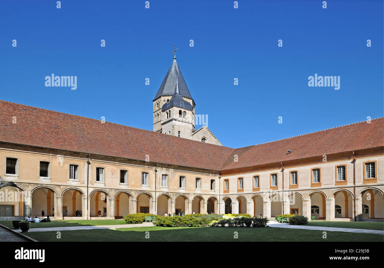 18th Century classical cloisters inside the Abbey of Cluny Burgundy France Bourgogne Stock Photo