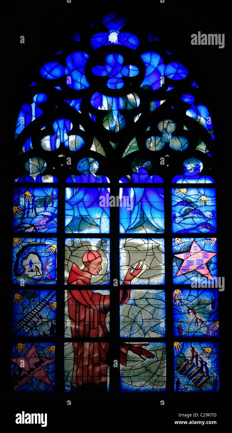 Wroclaw, Poland. St Elizabeth's Church (14th / 15thC) Stained Glass Window Stock Photo