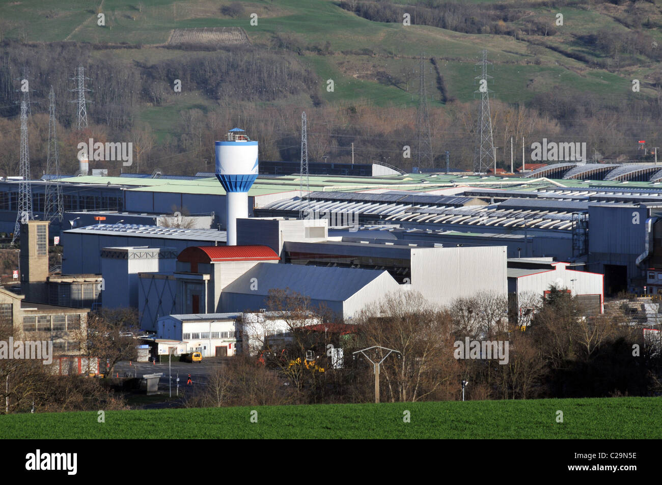 Alcan factory Issoire Auvergne France. Now ( 3 may 2011) new name : Constellium. Stock Photo