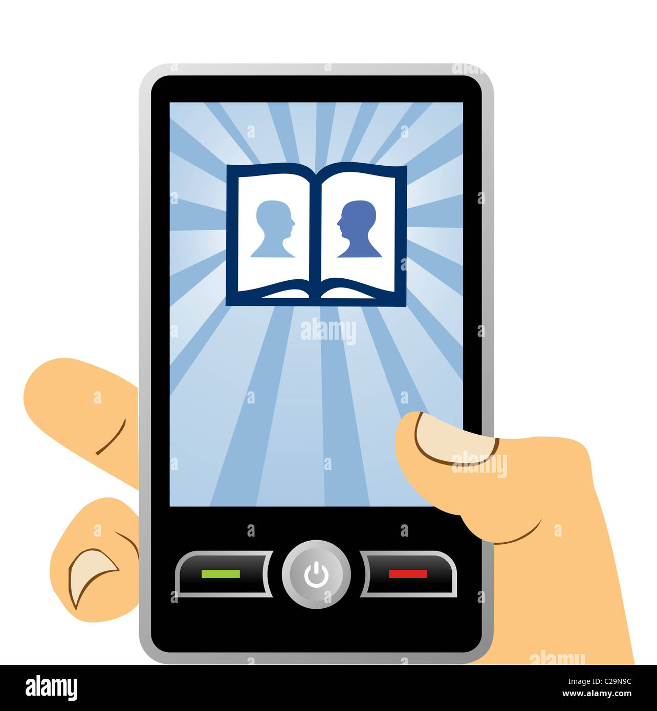 connected to the social network with mobile phone, vector available Stock Photo
