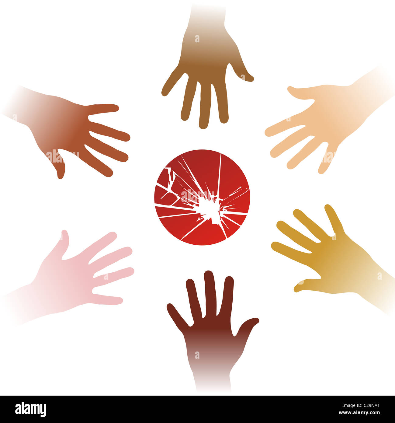 Diversity hands to help Japan. Vector available Stock Photo