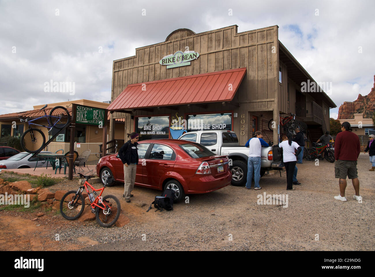 Bike & Bean bike and coffee shop. Sedona, Arizona, United States Stock