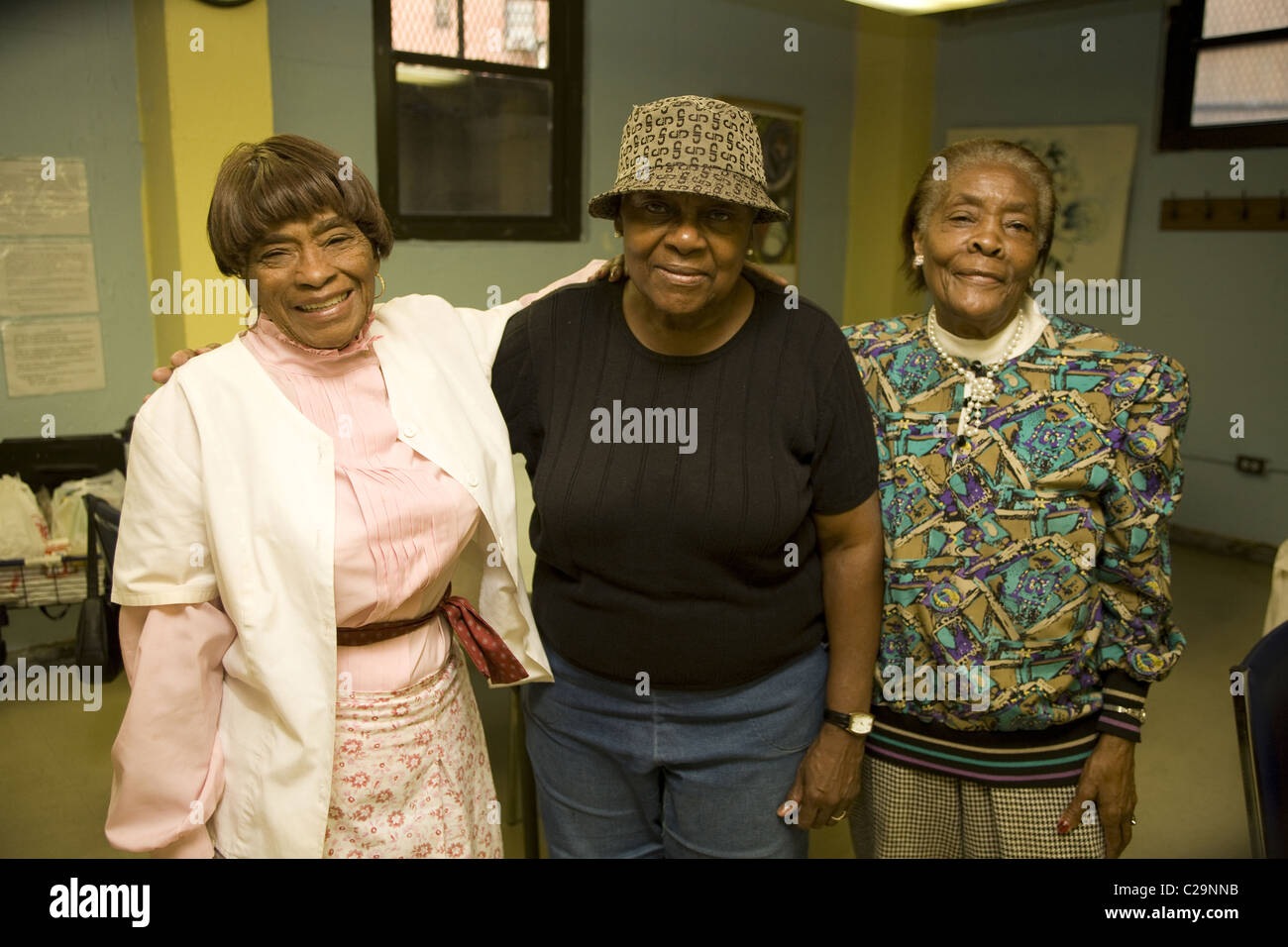 Three friends, Senior center, New York City Stock Photo Alamy