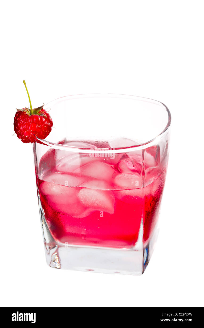 A cold raspberry pink drink isolated on white background Stock Photo