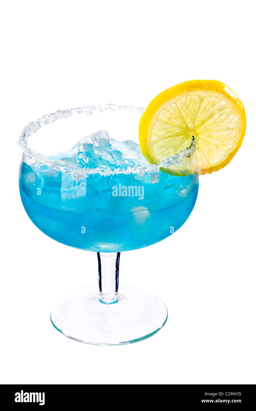 Cocktails on white: Blue Margarita. Stock Photo