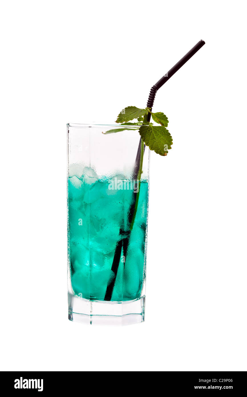 Green alcohol cocktail with mint in glass Stock Photo Alamy
